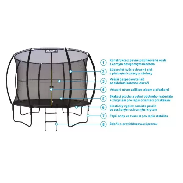  Trampolína Marimex Comfort 366 cm + ochranná síť + schůdky ZDARMA 